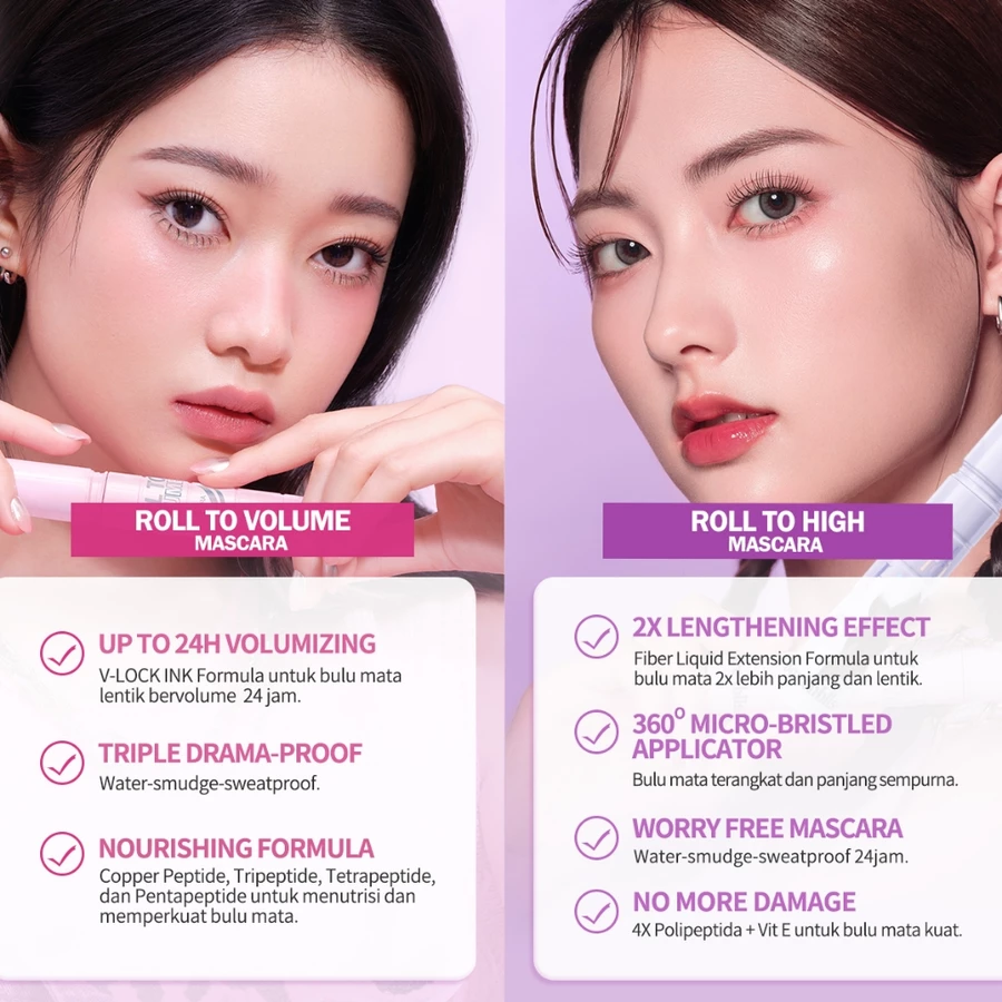 BNB barenbliss Roll To Volume & Roll To High Mascara 8g Maskara Tahan 24 Jam Volumizing Lengthening - Image 3