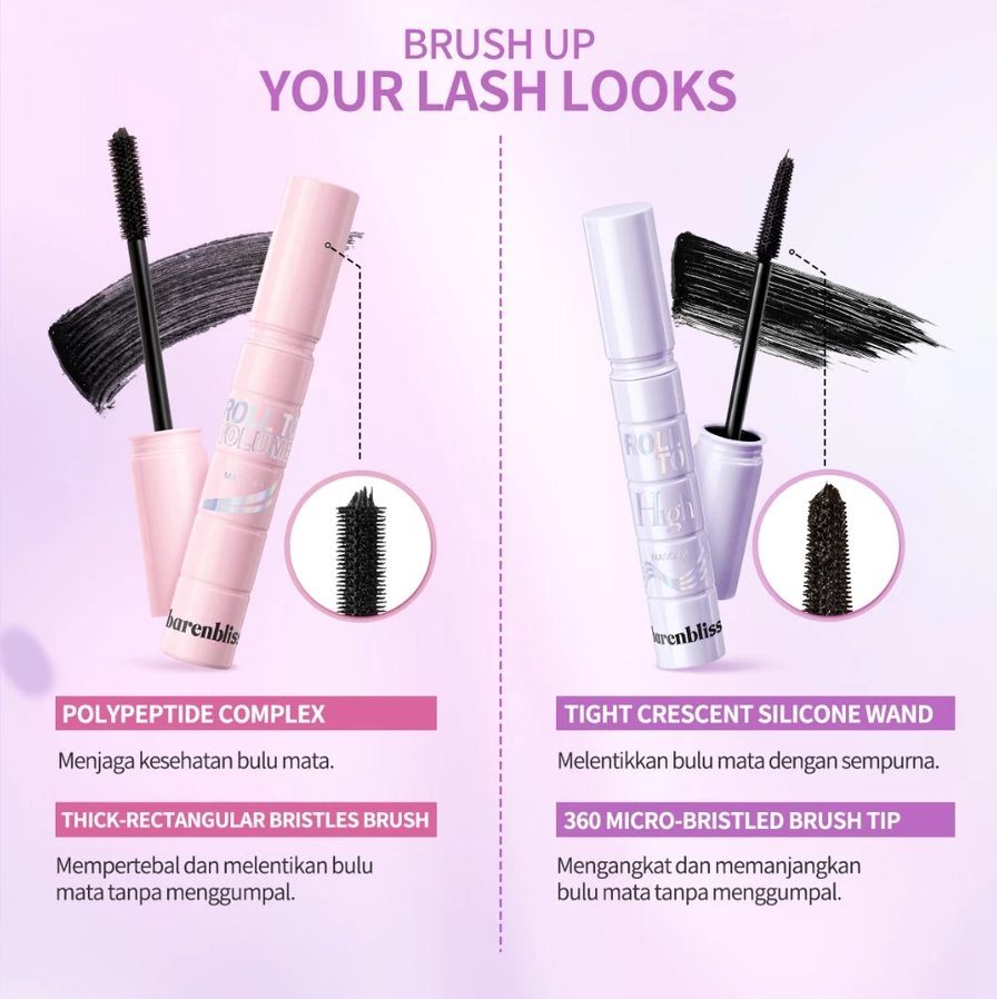 BNB barenbliss Roll To Volume & Roll To High Mascara 8g Maskara Tahan 24 Jam Volumizing Lengthening - Image 4