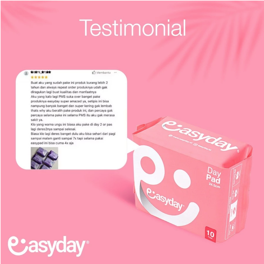 EasyDay Day Pad - 24.5 cm - 10's Pembalut Wanita Anti Iritasi dengan Daya Serap Tinggi - Image 4