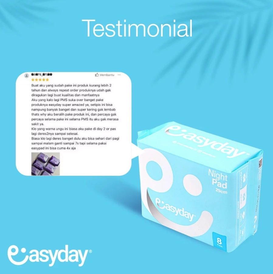 EasyDay Night Pad with Wings – 29cm – 8’s | Untuk Malam Kering Anti Iritasi - Image 4