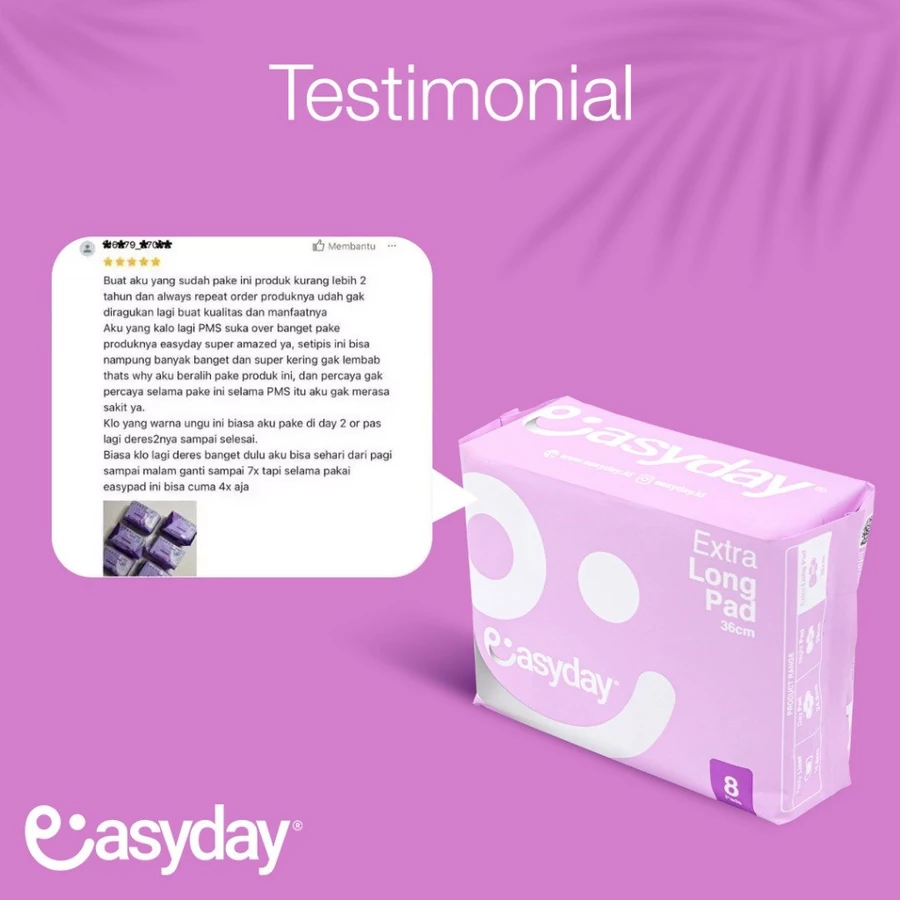 EasyDay Extra Long Pad 36cm - 8's | Pembalut Wanita Bersalin Heavy Flow Anti Bocor & Bebas Iritasi - Image 5