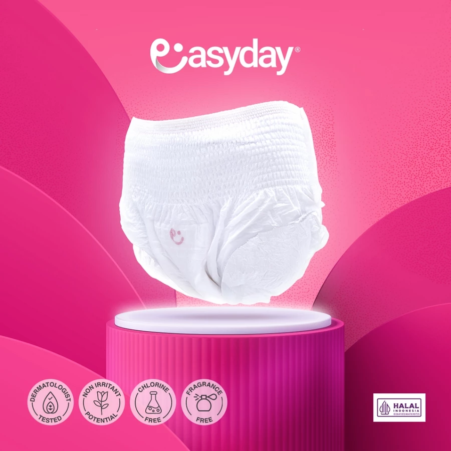 EasyDay Soft Cotton Period Pants Size S/M 60-105 cm 3's Pembalut Wanita AntiBau AntiIritasi Ruam & Gatal Kering - Image 5