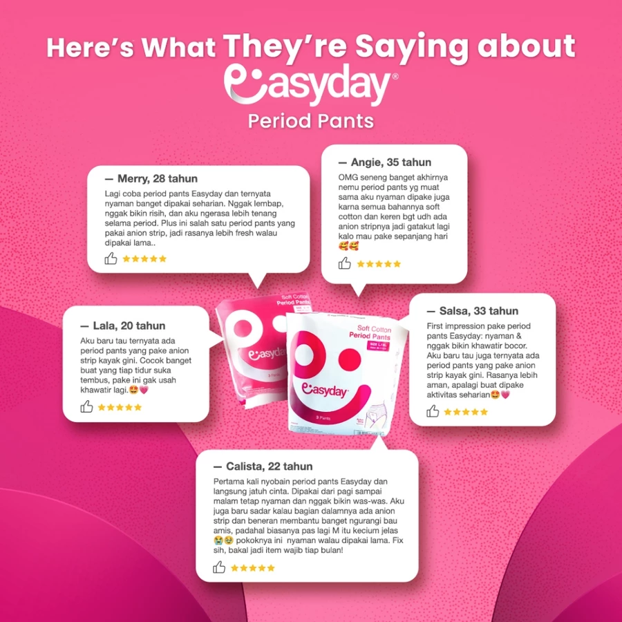 EasyDay Soft Cotton Period Pants Size S/M 60-105 cm 3's Pembalut Wanita AntiBau AntiIritasi Ruam & Gatal Kering - Image 4